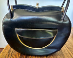 Unique Vintage Dofan France Black Leather Handbag Classic Top Handle