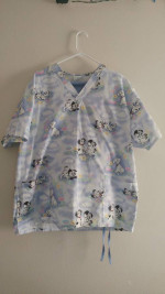Womens Large Scrubs - Disney 101 Dalmatians Top & Light Blue Pants