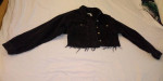 GIRLS FOREVER 21 SIZE SMALL CUT OFF BLACK DENIM BUTTON UP TOP