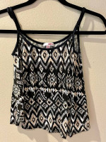 Black Crop Tank Top - with Adjustable Straps