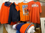 Broncos Schwag: heavy duty hoodie, reversible fleece top, knit blanket