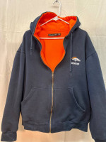 Broncos Schwag: heavy duty hoodie, reversible fleece top, knit blanket