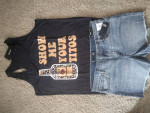 Womens size 12 denim shorts and large Titos tank top