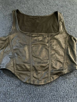 Black Faux Leather piping corset top
