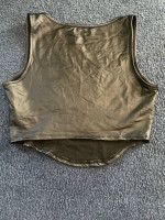 Black Faux Leather piping corset top