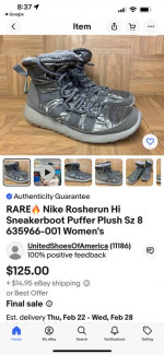 Mens Rosherun Hi Top Sneaker w fur