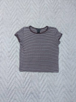 Maroon Striped Crop Tee Shirt Top