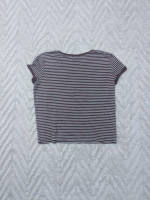 Maroon Striped Crop Tee Shirt Top