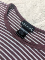 Maroon Striped Crop Tee Shirt Top