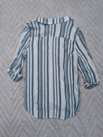 Green Striped Wrap Button Down Top