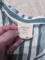 Green Striped Wrap Button Down Top