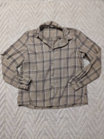 Tan Plaid Flannel Top Button Up