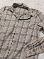 Tan Plaid Flannel Top Button Up