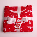 WOMENS MERRY 2 PC RED PAJAMAS SET LONG SLEEVE TOP & LONG PANTS