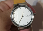 Skagen NWT SKW2776 Women Freja Watch Leather/Crystals/50M H2O/New Batt