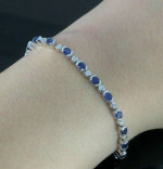 Effy Diamond & Sapphire 14kt White Gold Bracelet