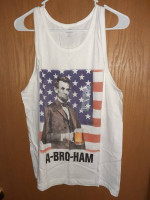 NWT Old Navy A-Bro-Ham Lincoln Beer Mug White Tank Top Size S Small