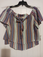 Nice Coloful striped Blouse  tie on top