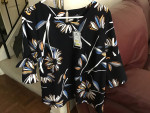 New black floral top, size L