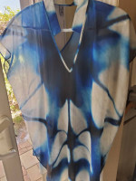 Italy Pierre Antonio Gastonia Blue and White Sheer Top