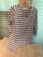Chicos, size 2, striped top, 3/4 length sleeves, cotton/modal blend