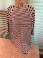 Chicos, size 2, striped top, 3/4 length sleeves, cotton/modal blend