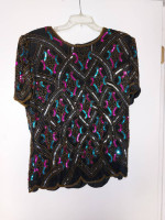 3 Sequined Ladies Scalloped Fancy Top Blouse Shirt