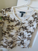 BROWN and TAN FLOWERED TOP size S/M