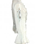 Johnny Was Light Baby Blue Eyelet Top Blouse Peasant Boho Hippie Hippy