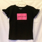 Calvin Klein Jeans girls black knit top pink glitter size L 12 14
