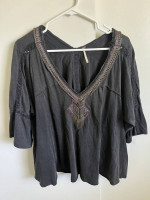 Free People Beaded Grey Top