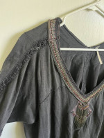 Free People Beaded Grey Top