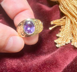 beautiful ring with amethyst stone 14k gold, new