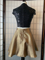 City Triangles Homecoming Formal Dress Set jrs sz 1 Black Top Gold Mini Skirt