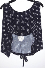 Maya Black with white dot pattern top and skirt