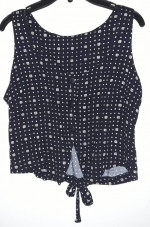 Maya Black with white dot pattern top and skirt