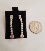 Sparkling Pink & White Sterling Silver Earrings
