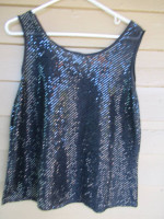 Shiny Sequins Top in Black, Size Medium