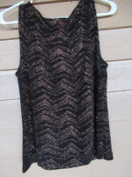 Sparkly Black/Gold Sleeveless Top, Sized M
