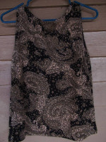 Classy Paisley Gold/Black/Green Sleeveless Top, Size Small