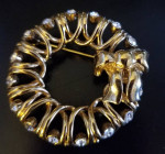 Wreath with Ribbon with Sparkles Lapel Pin / Brooch  1.5"