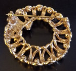 Wreath with Ribbon with Sparkles Lapel Pin / Brooch  1.5"
