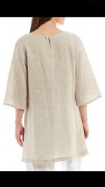 Bryn Walker Natural linen Round Neck 3/4 Sleeve Tunic XL