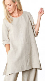 Bryn Walker Natural linen Round Neck 3/4 Sleeve Tunic XL