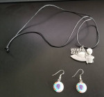 Vintage Roswell 1997 Metal Pendant Made in the USA and Alien Earrings