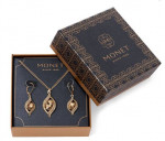 Brand New - Monet Gold-Tone Brown Crystal Ornament Necklace - Earrings