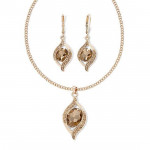Brand New - Monet Gold-Tone Brown Crystal Ornament Necklace - Earrings