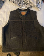 Espinozas leather black denim vest
