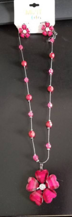 Brand New - MIXIT Color Flower Necklace (10"L) and Matching Earrings