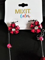 Brand New - MIXIT Color Flower Necklace (10"L) and Matching Earrings